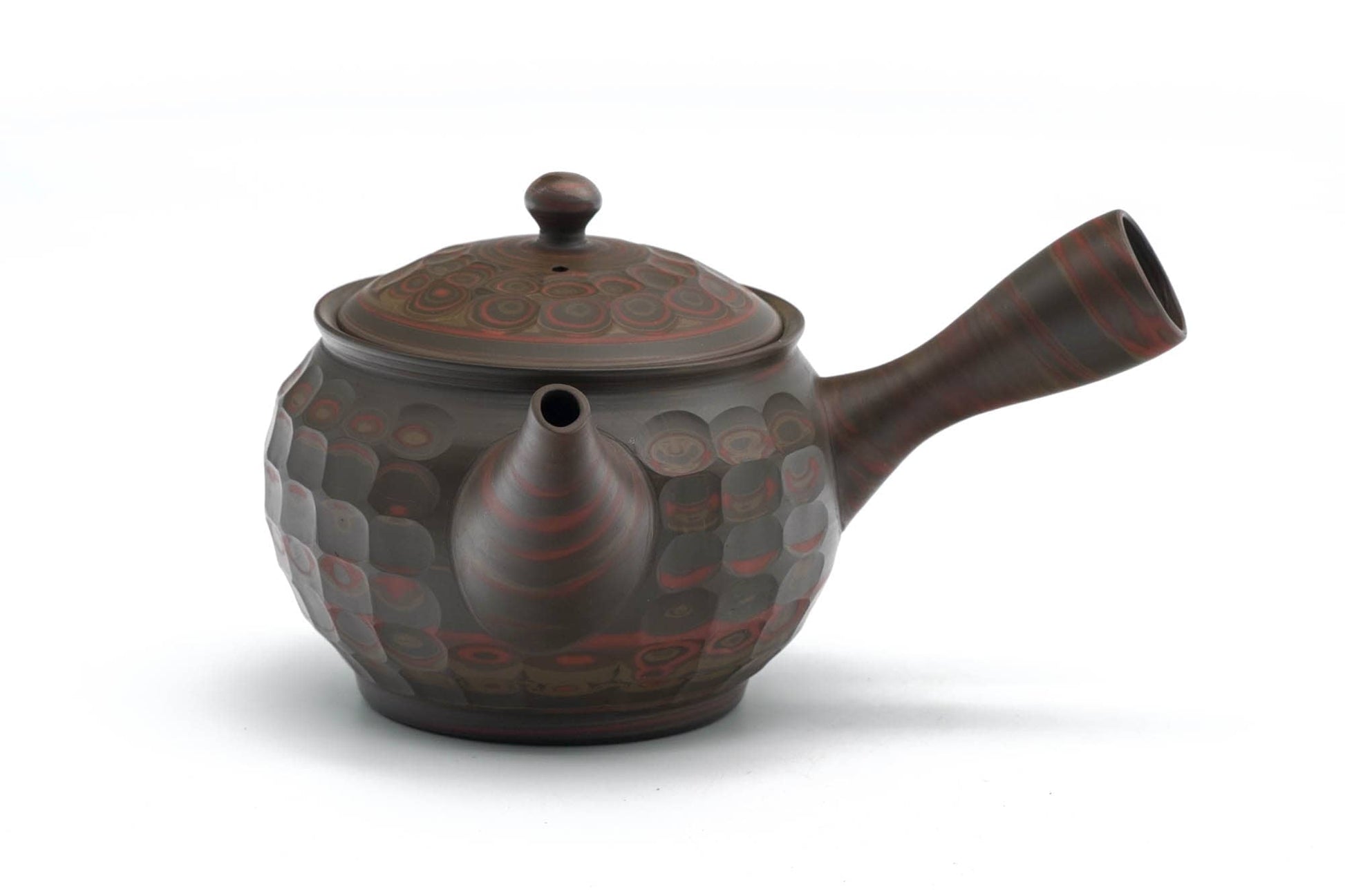 Japanese Kyusu - 小西研二 Konishi Kenji - 友仙 Yusen - Faceted Green Nerikomi Tokoname-yaki Teapot - 280ml