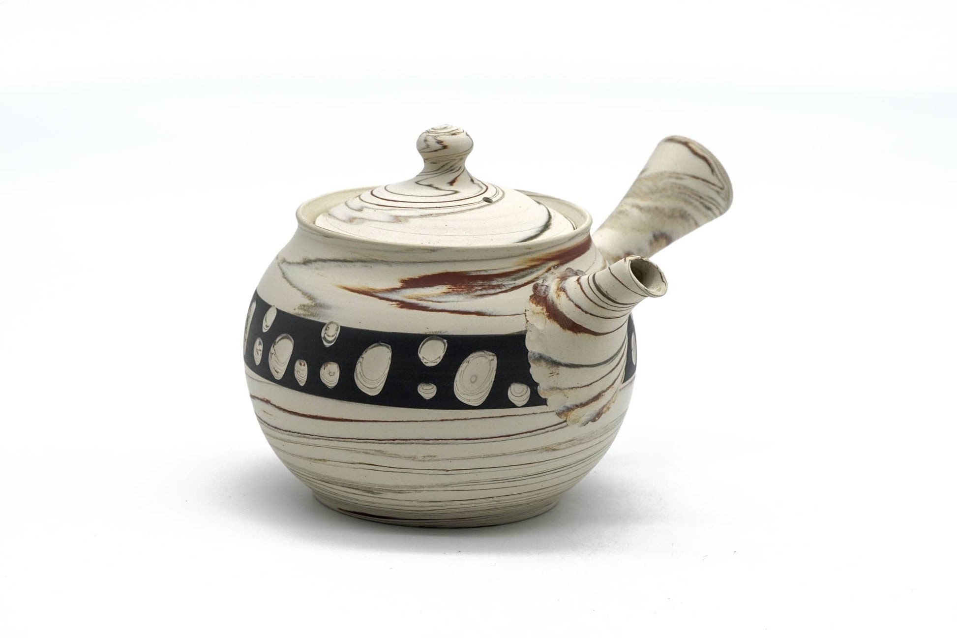 Japanese Kyusu - 堀田 拓見 Takumi Hotta - 憲児陶苑 Kenji Kiln - Mizutama Nerikomi Tokoname-yaki Teapot - 260ml