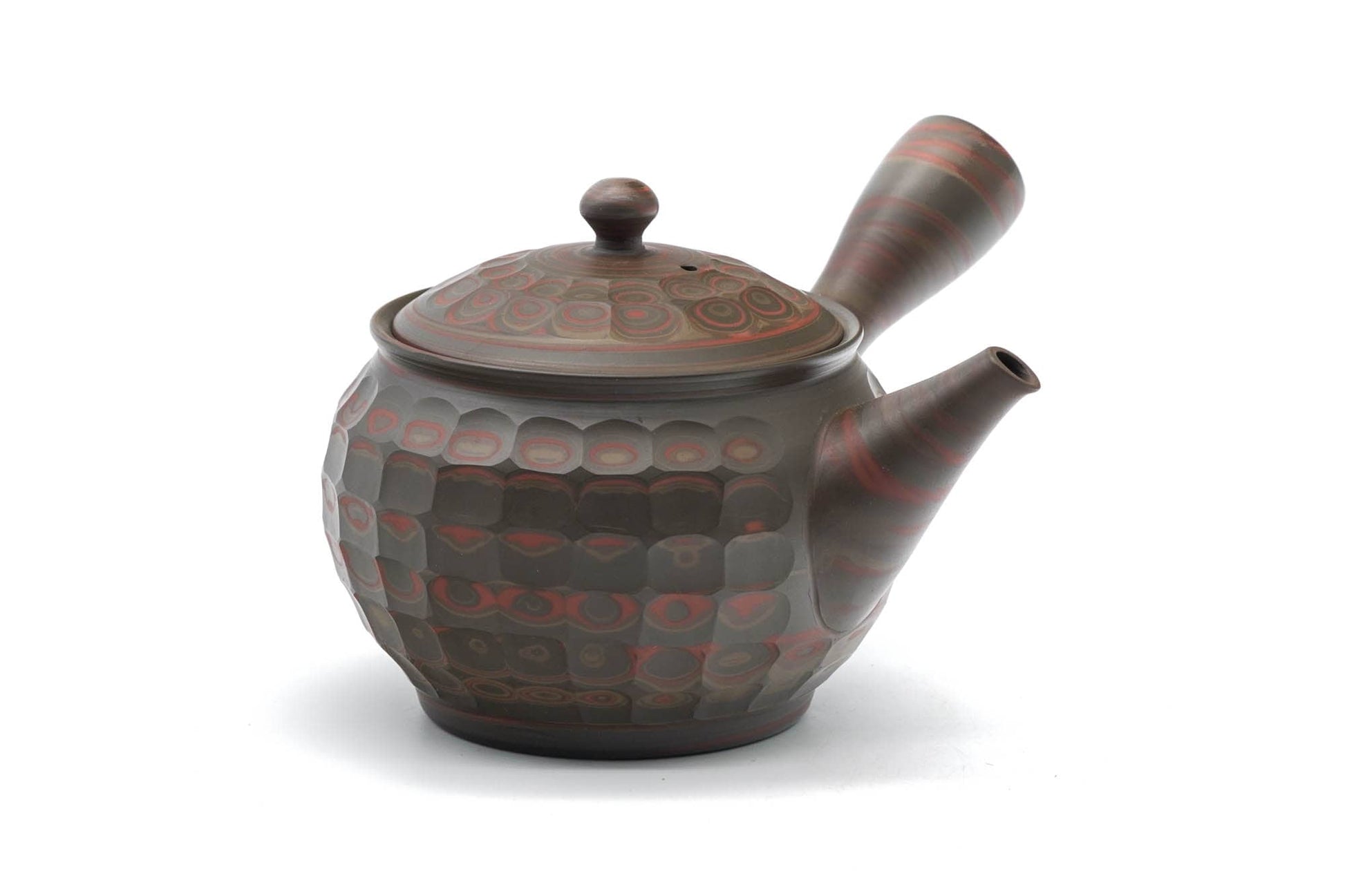Japanese Kyusu - 小西研二 Konishi Kenji - 友仙 Yusen - Faceted Green Nerikomi Tokoname-yaki Teapot - 280ml