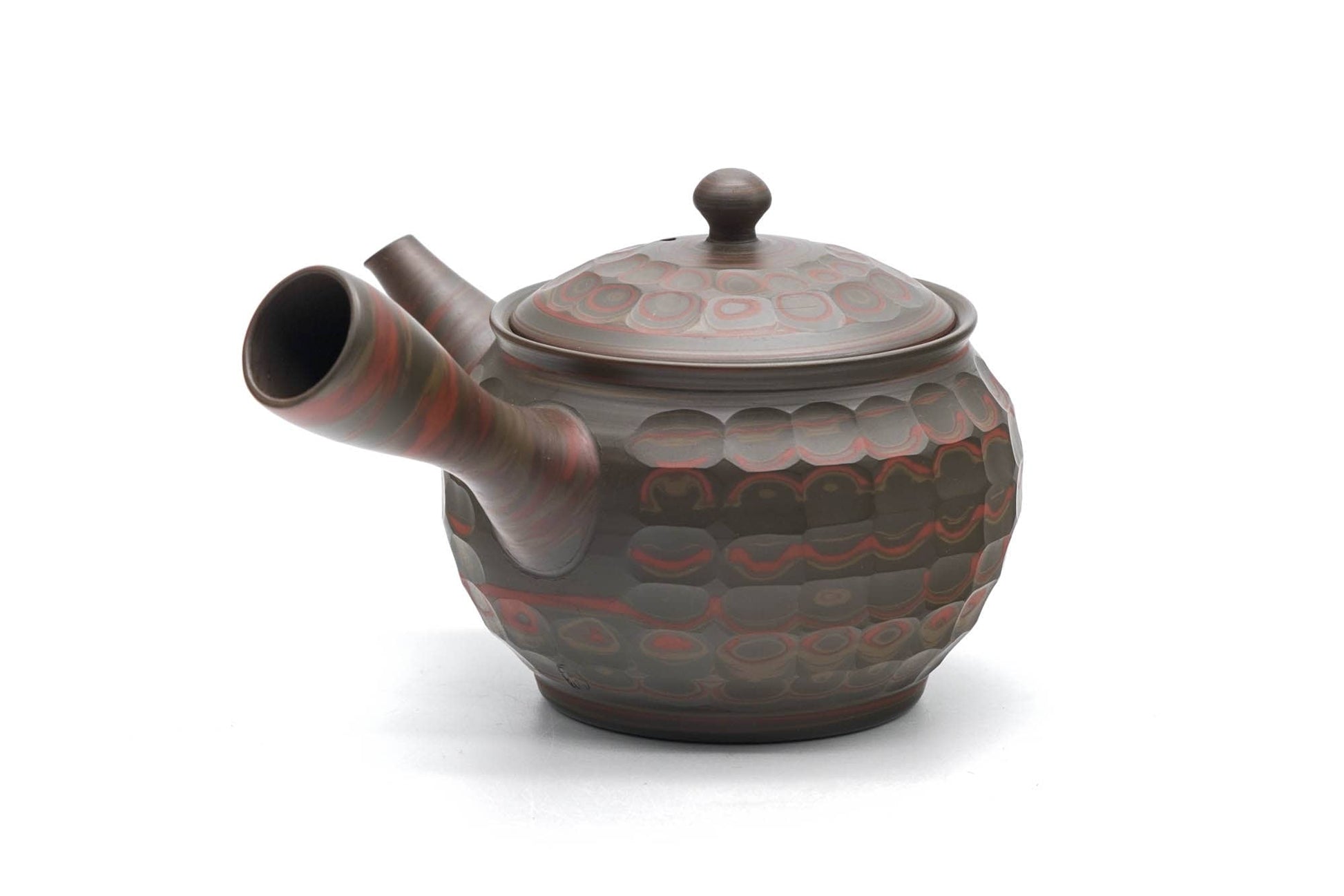 Japanese Kyusu - 小西研二 Konishi Kenji - 友仙 Yusen - Faceted Green Nerikomi Tokoname-yaki Teapot - 280ml