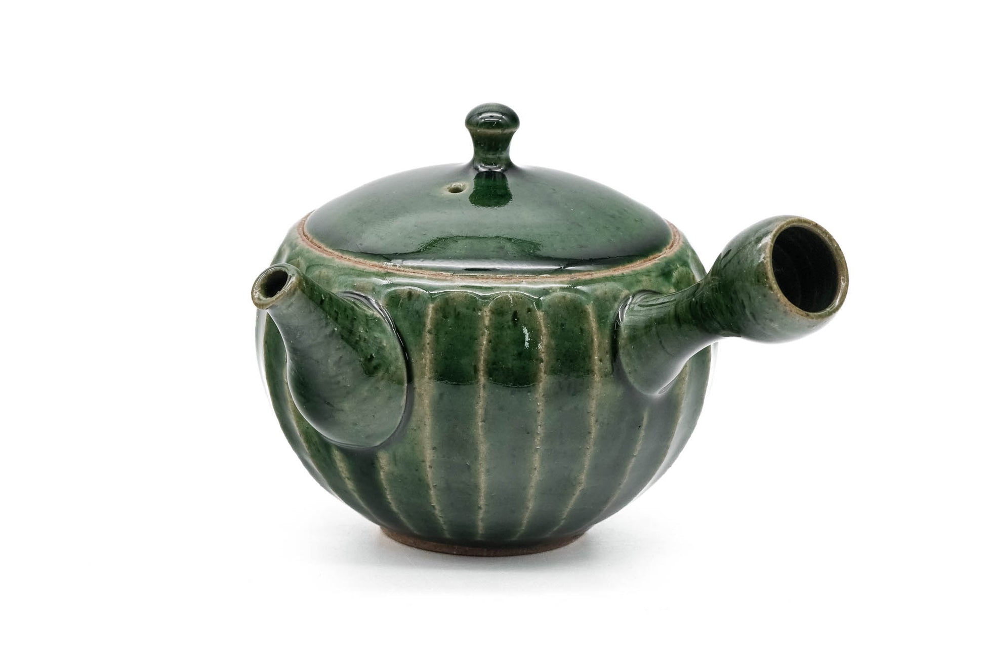 Japanese Kyusu - 前川淳蔵 Junzō Maekawa - Green Faceted Oribe Glaze Tokoname-yaki Teapot - 270ml