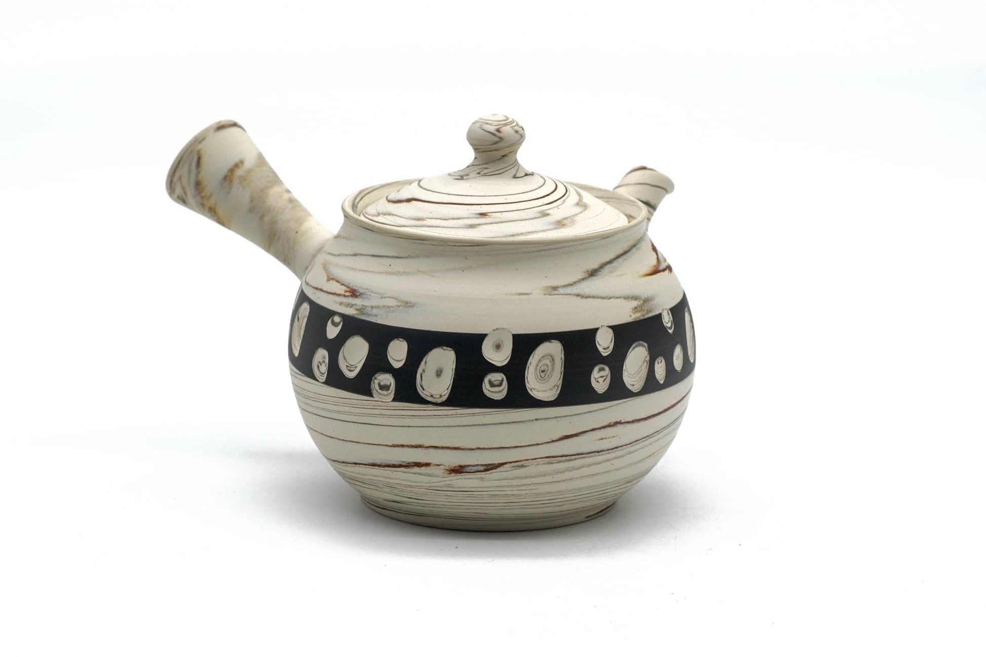 Japanese Kyusu - 堀田 拓見 Takumi Hotta - 憲児陶苑 Kenji Kiln - Mizutama Nerikomi Tokoname-yaki Teapot - 260ml