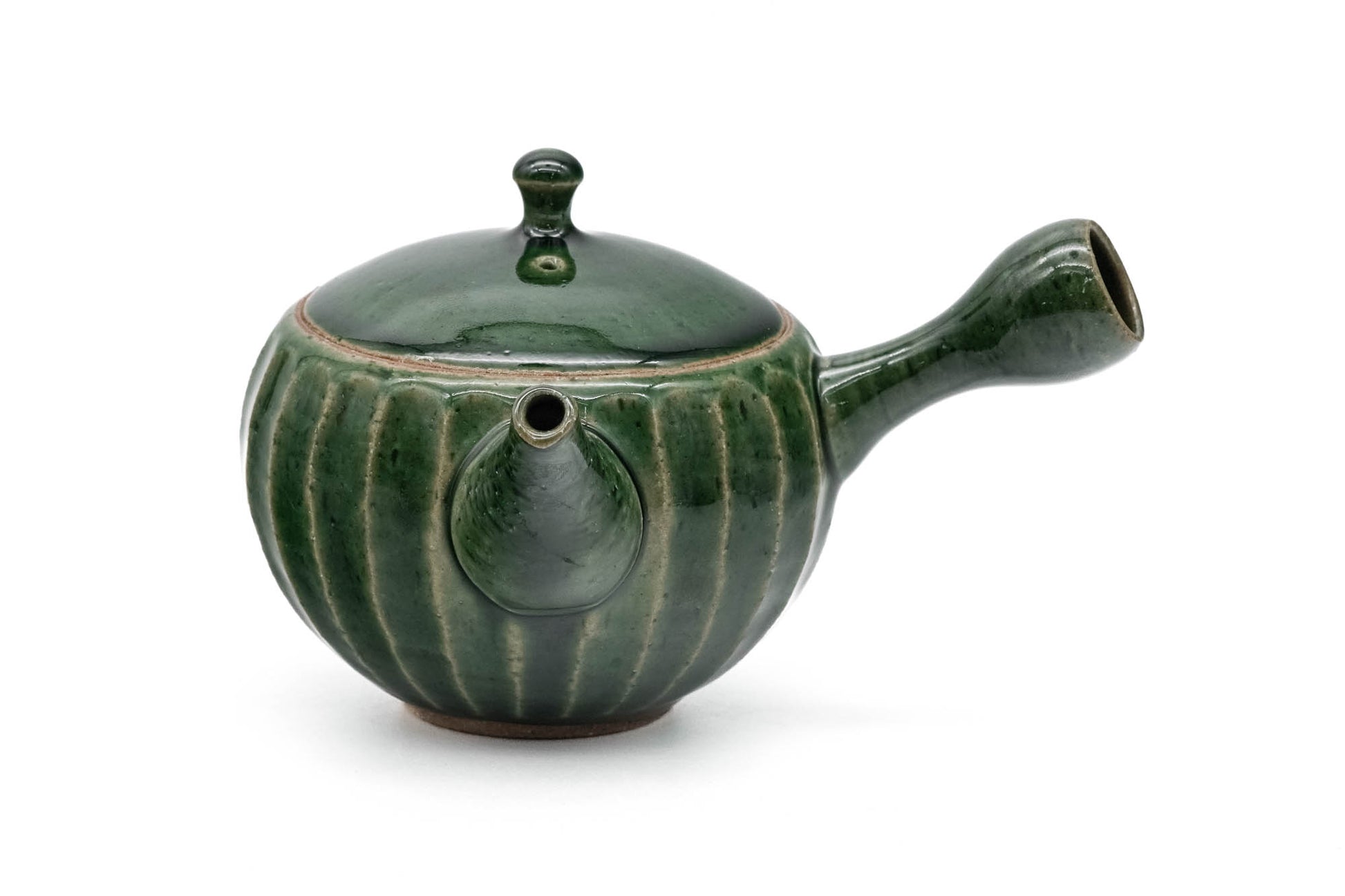 Japanese Kyusu - 前川淳蔵 Junzō Maekawa - Green Faceted Oribe Glaze Tokoname-yaki Teapot - 270ml