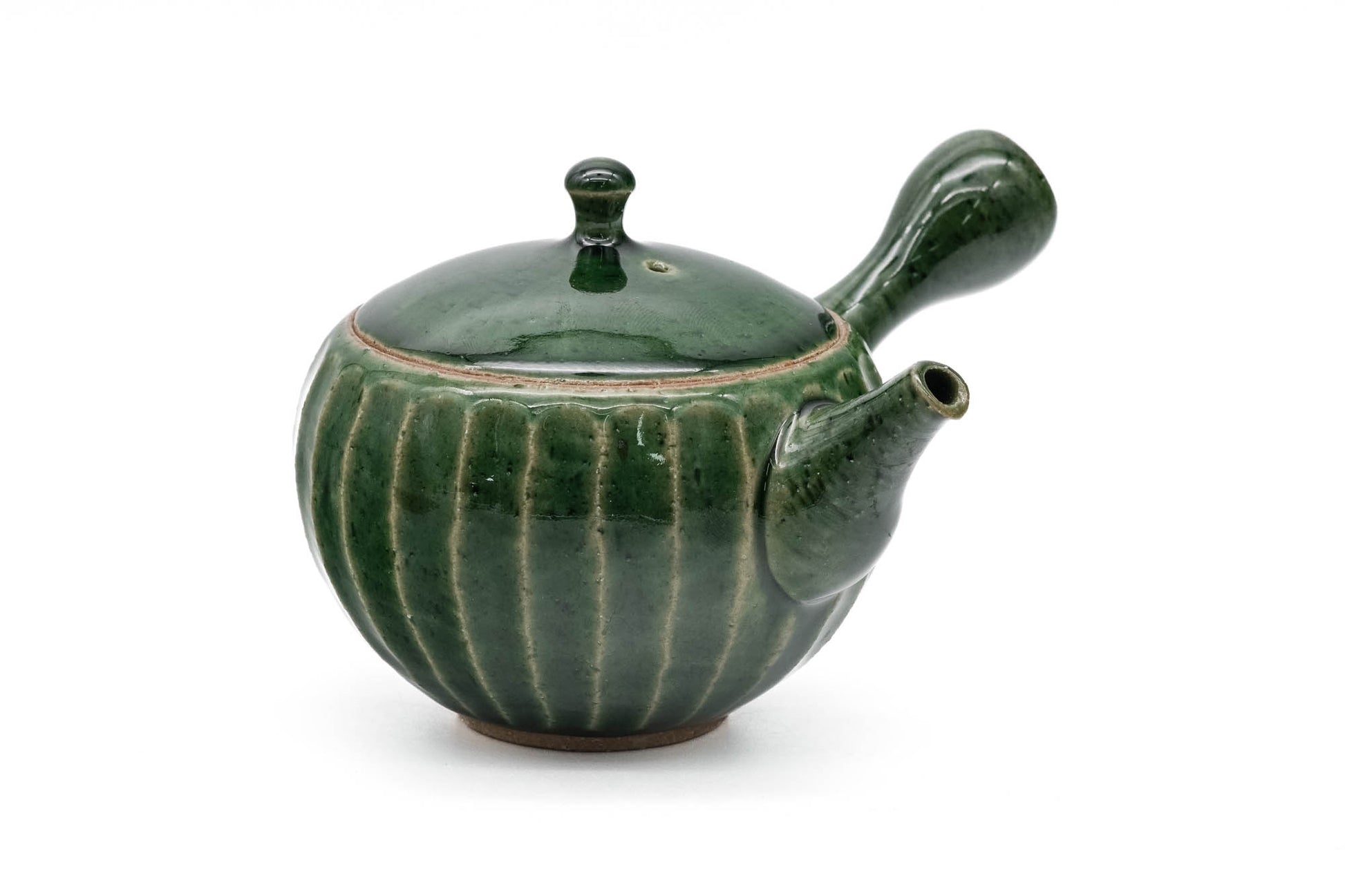 Japanese Kyusu - 前川淳蔵 Junzō Maekawa - Green Faceted Oribe Glaze Tokoname-yaki Teapot - 270ml