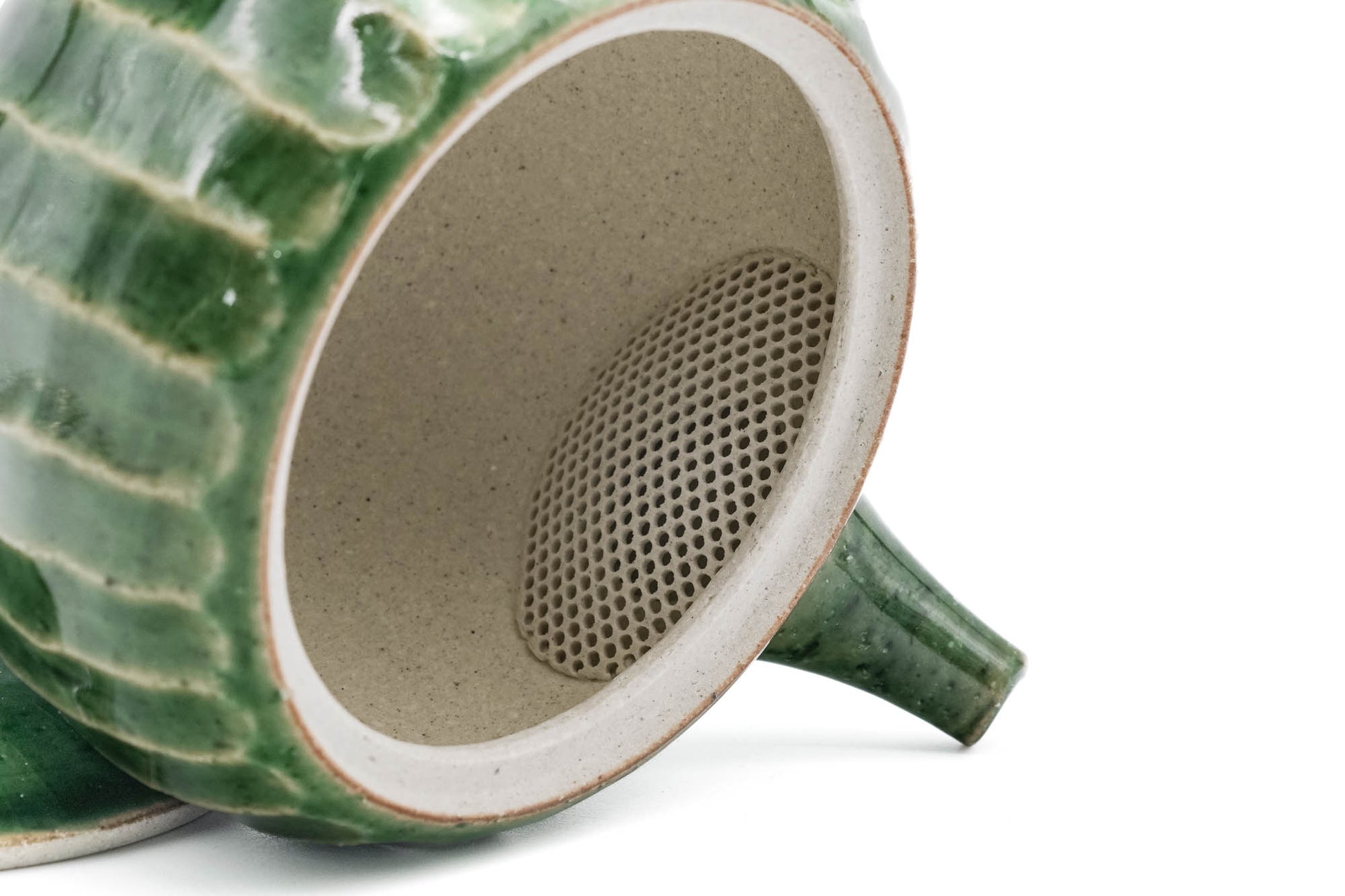 Japanese Kyusu - 前川淳蔵 Junzō Maekawa - Green Faceted Oribe Glaze Tokoname-yaki Teapot - 270ml