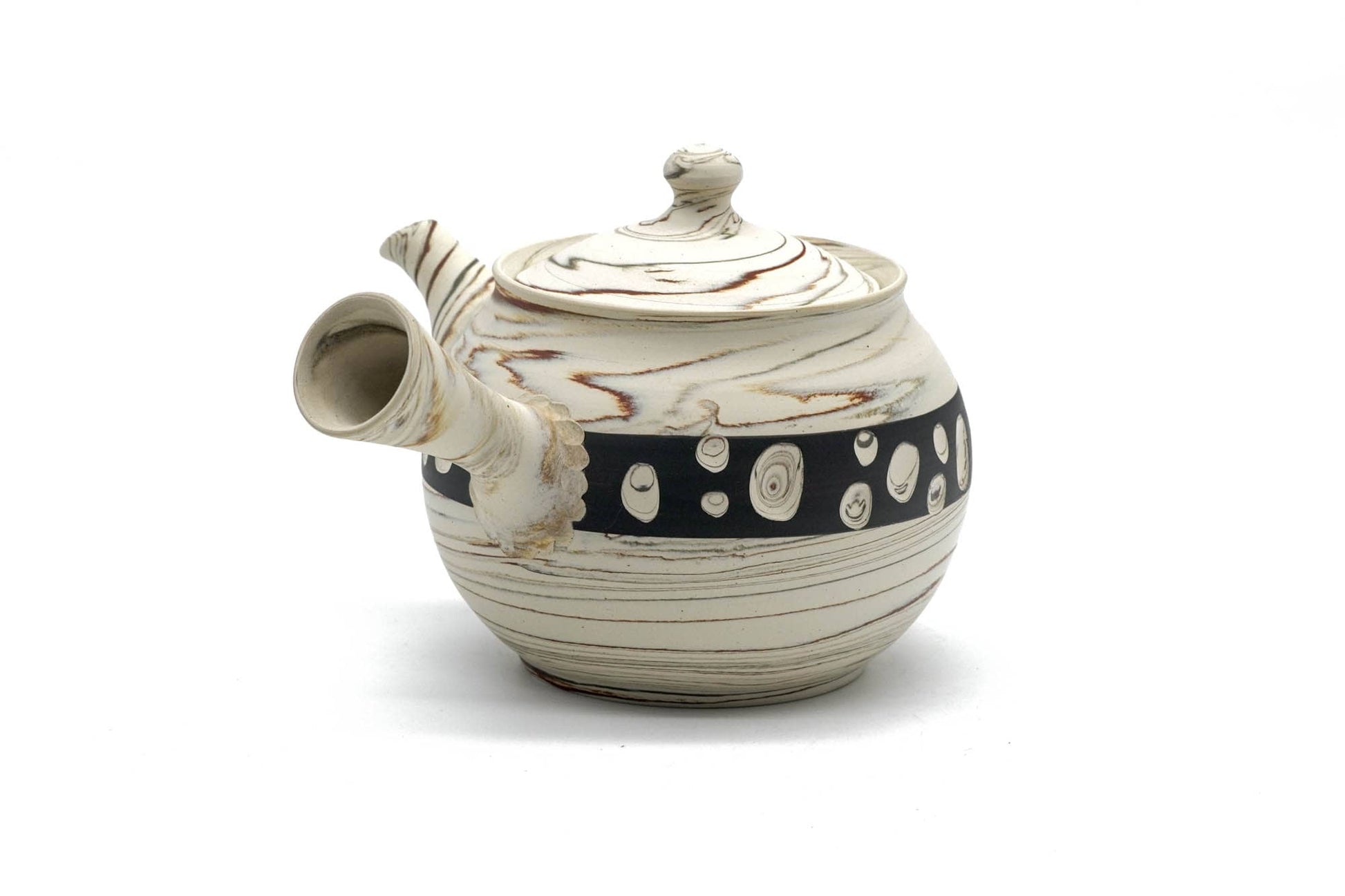 Japanese Kyusu - 堀田 拓見 Takumi Hotta - 憲児陶苑 Kenji Kiln - Mizutama Nerikomi Tokoname-yaki Teapot - 260ml