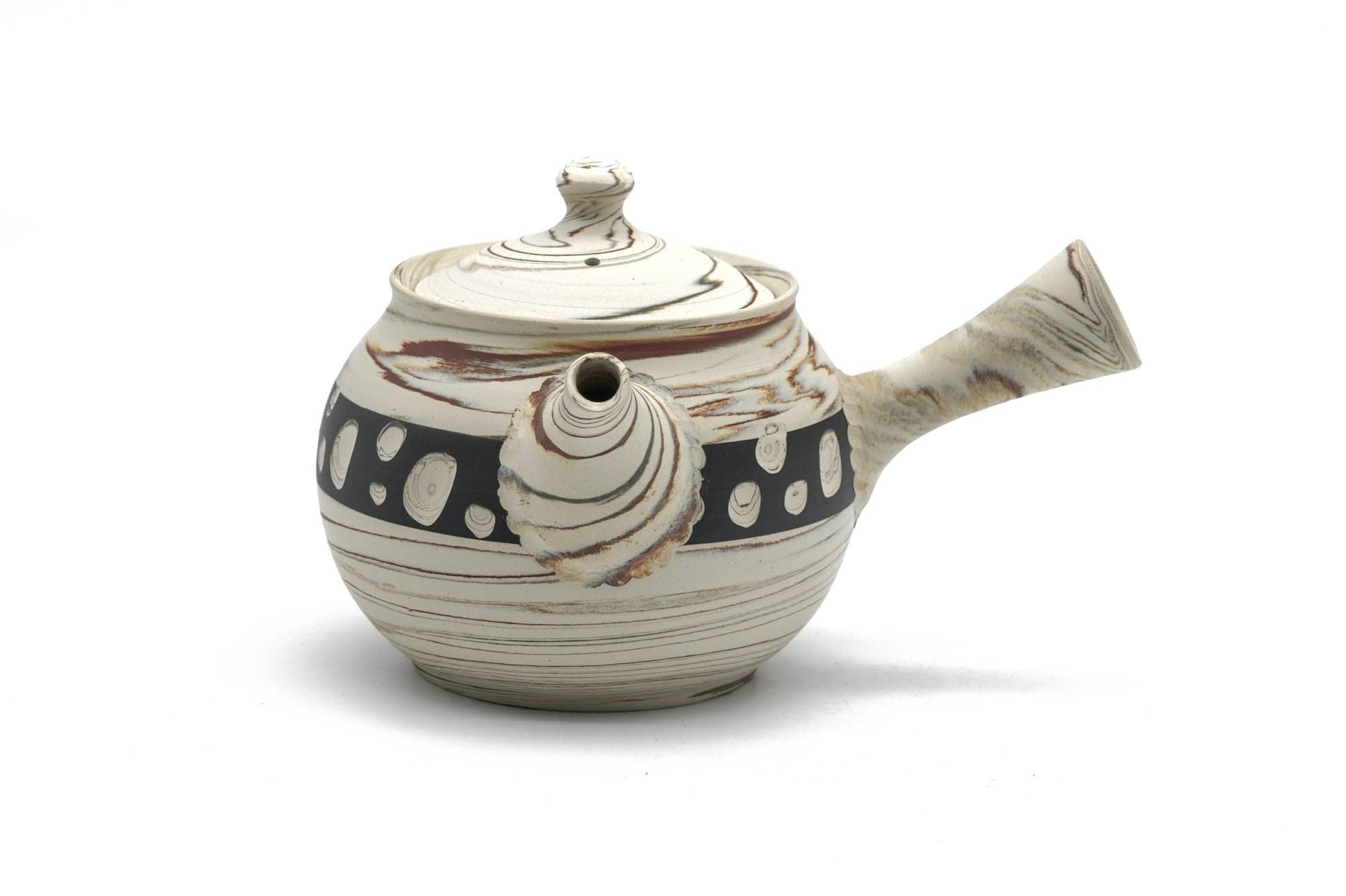 Japanese Kyusu - 堀田 拓見 Takumi Hotta - 憲児陶苑 Kenji Kiln - Mizutama Nerikomi Tokoname-yaki Teapot - 260ml