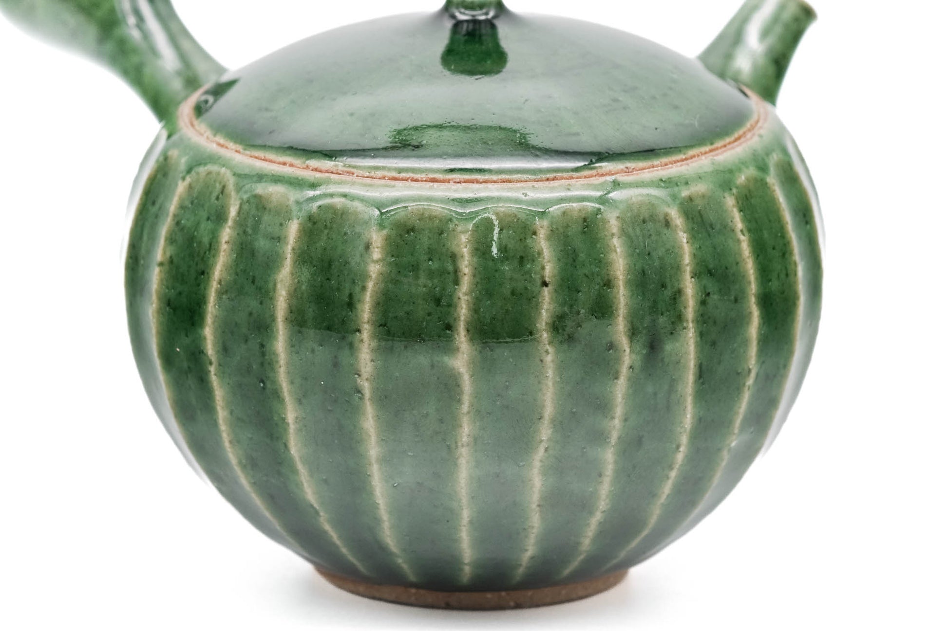 Japanese Kyusu - 前川淳蔵 Junzō Maekawa - Green Faceted Oribe Glaze Tokoname-yaki Teapot - 270ml
