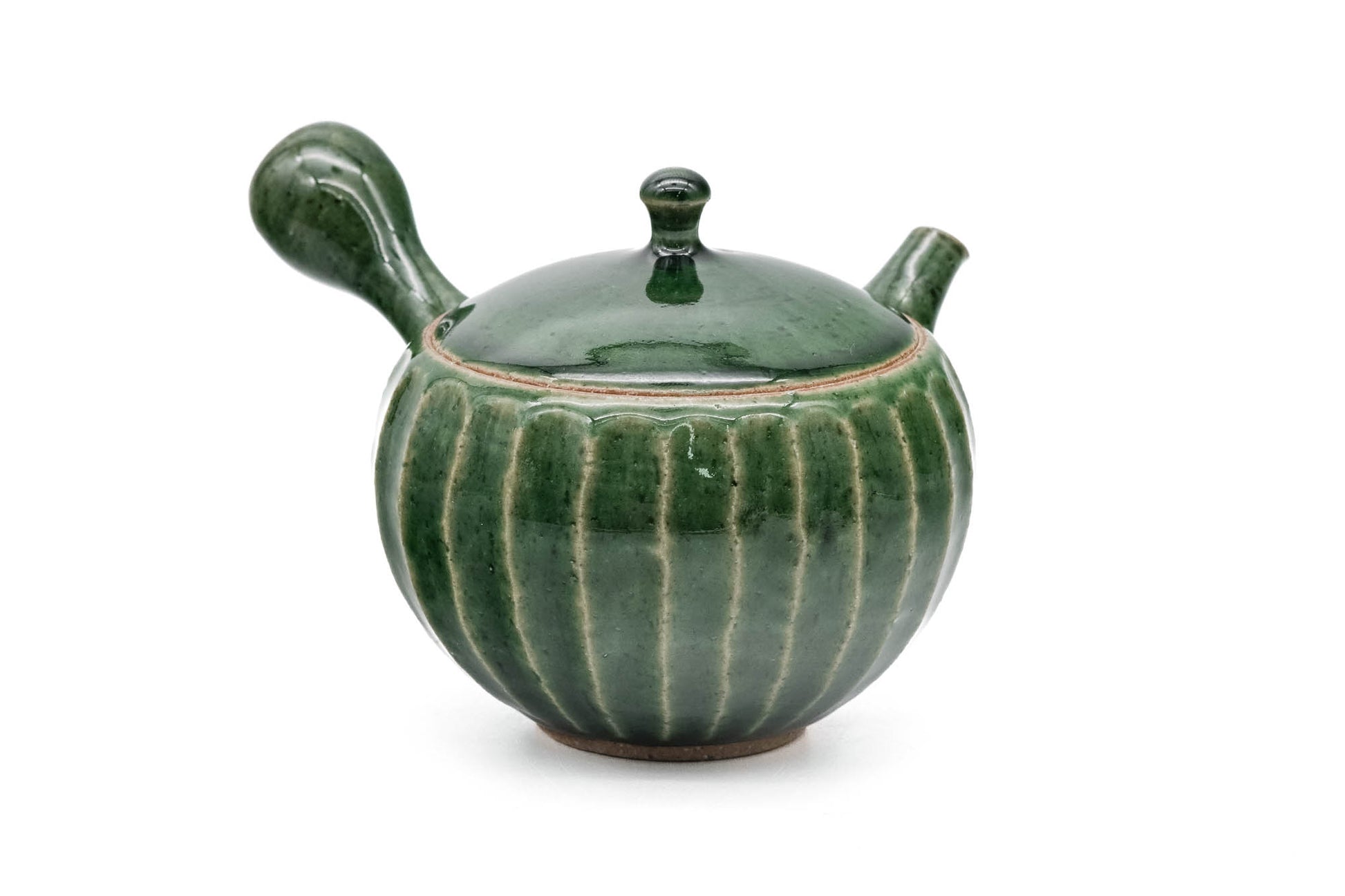 Japanese Kyusu - 前川淳蔵 Junzō Maekawa - Green Faceted Oribe Glaze Tokoname-yaki Teapot - 270ml